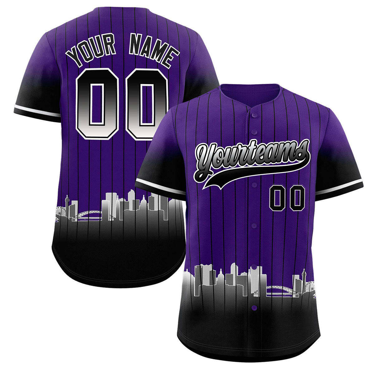 Custom Purple Denver City Silhouette Authentic Baseball Jersey