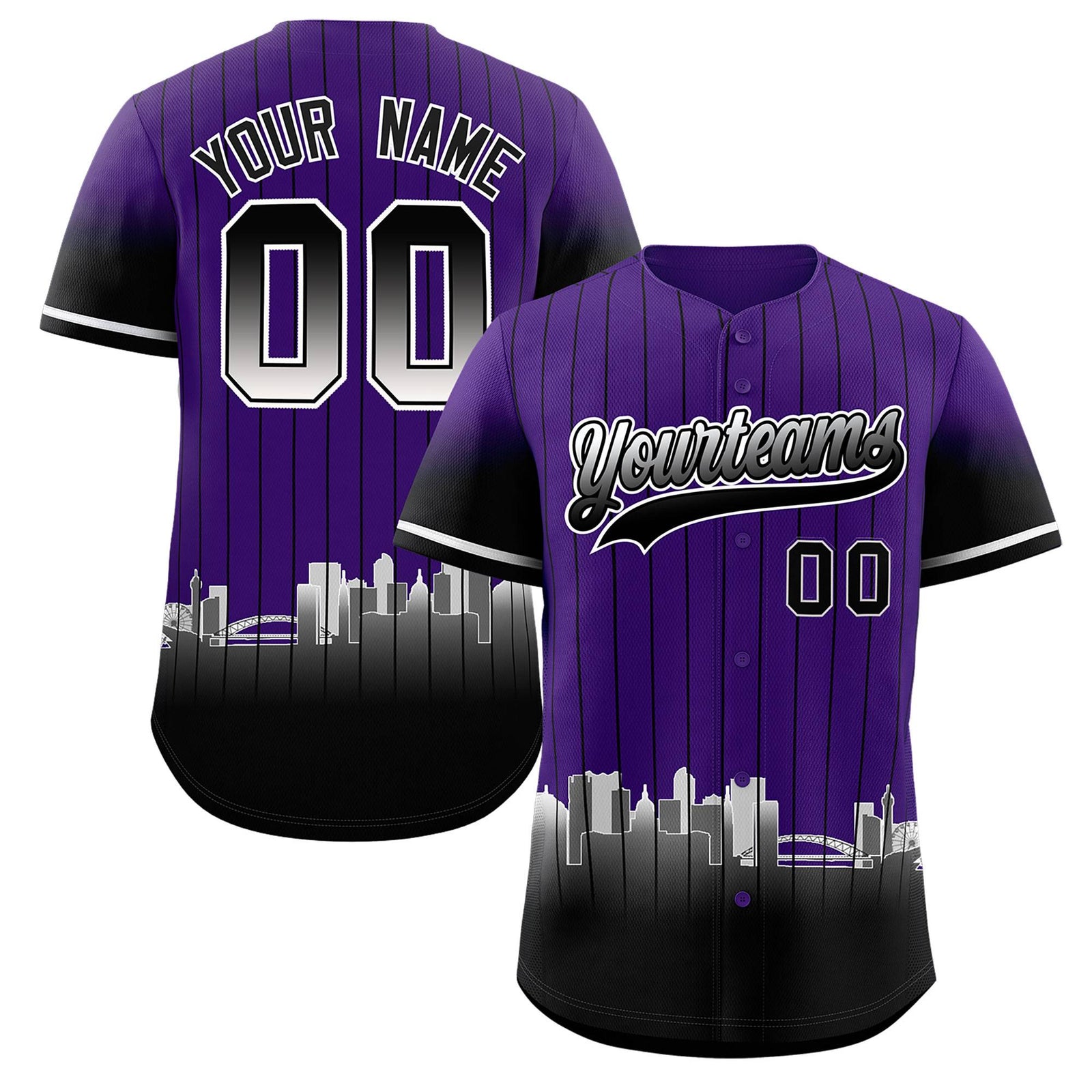 Custom Purple Denver City Silhouette Authentic Baseball Jersey