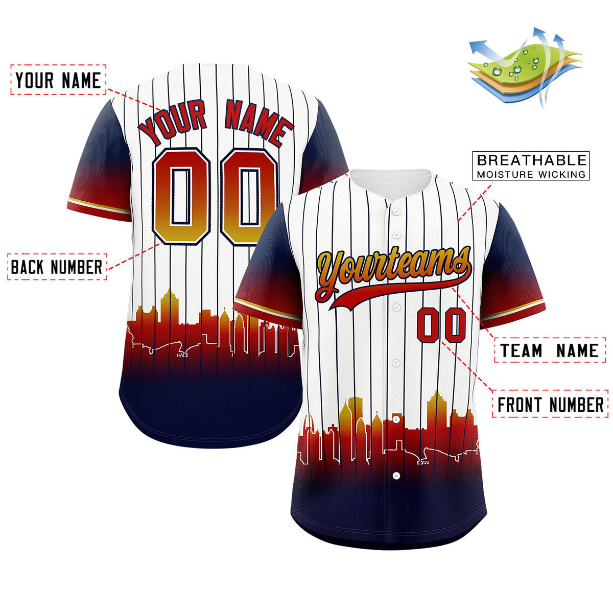 Custom White Atlanta City Silhouette Authentic Baseball Jersey