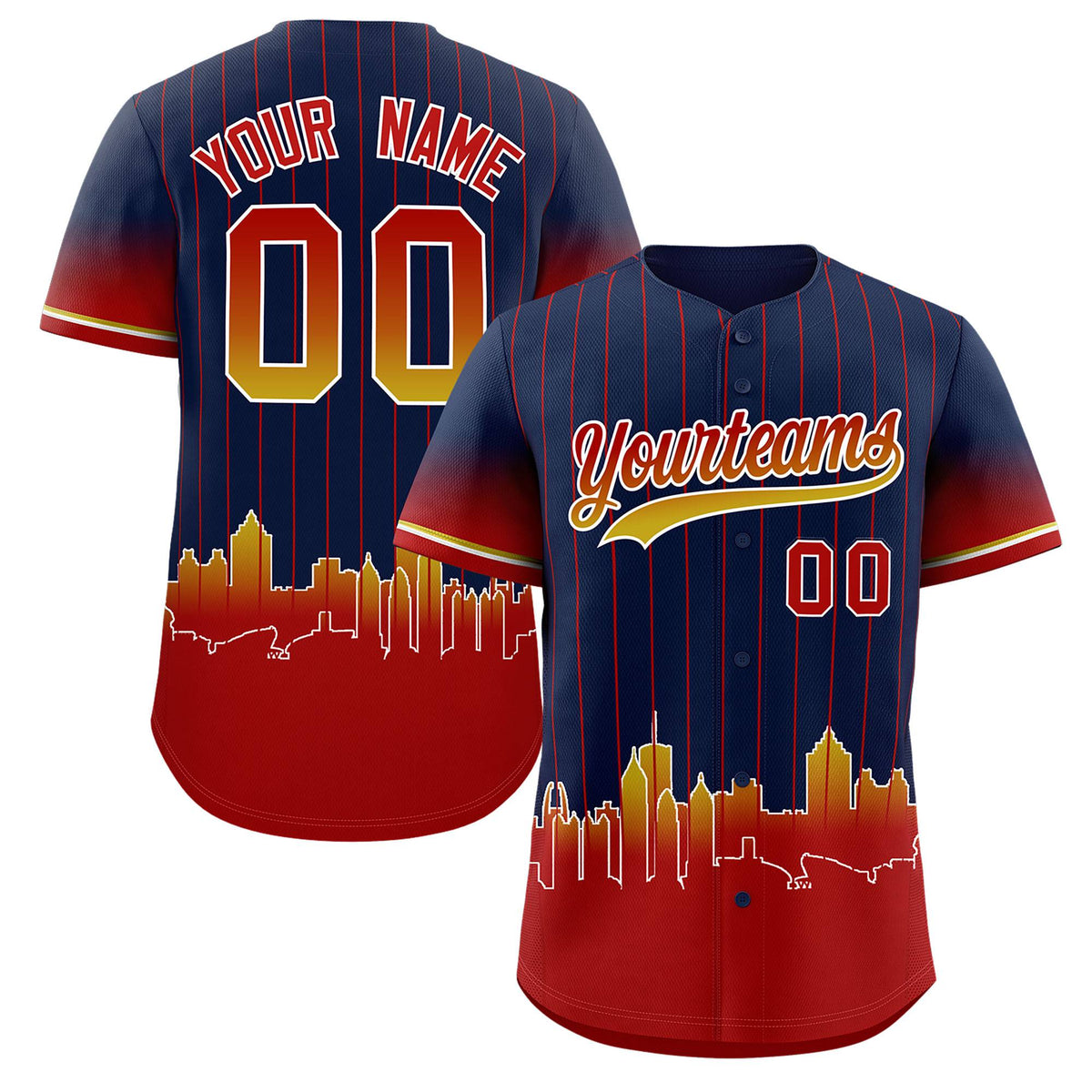 Custom Navy Atlanta City Silhouette Authentic Baseball Jersey
