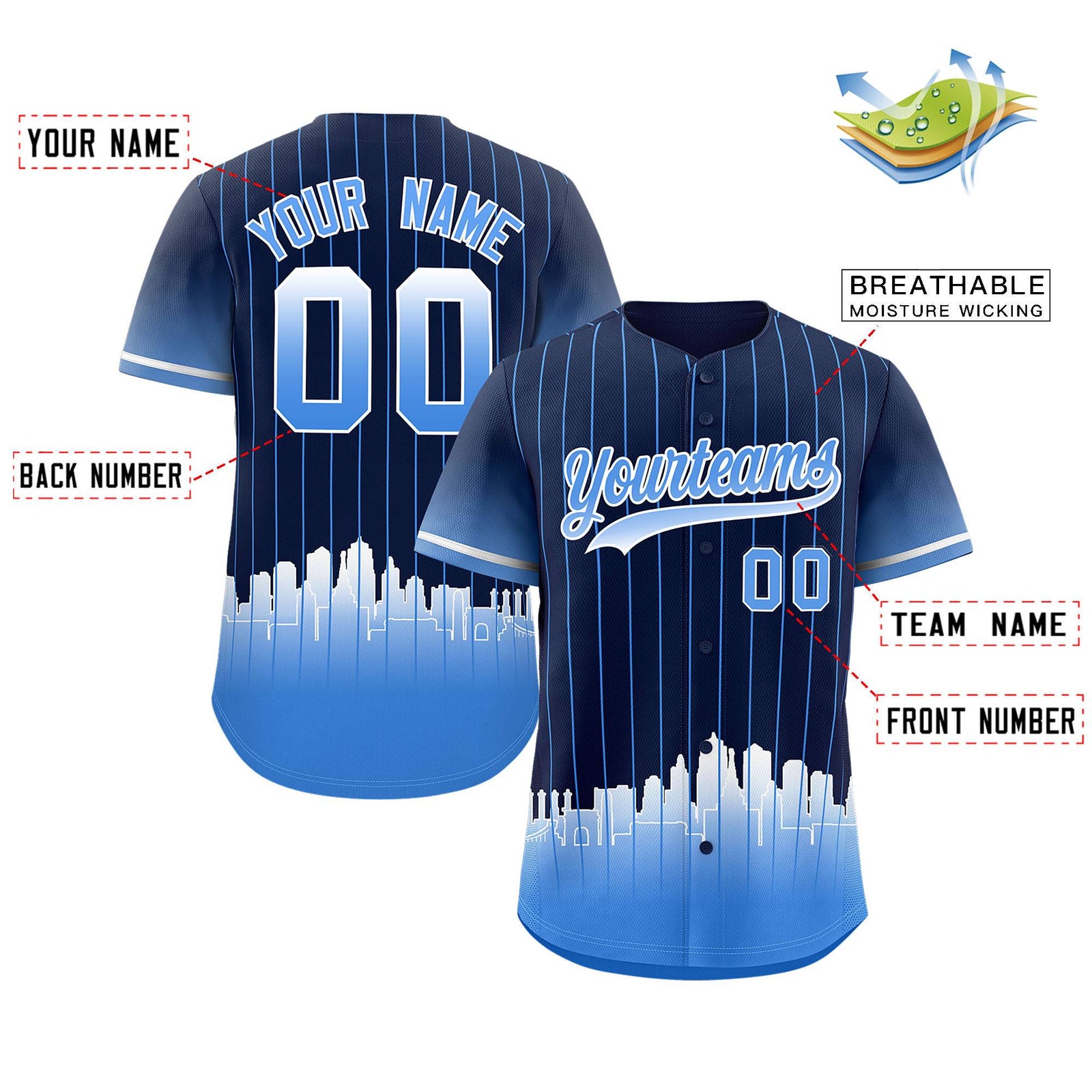 Custom Navy Kansas City City Silhouette Authentic Baseball Jersey