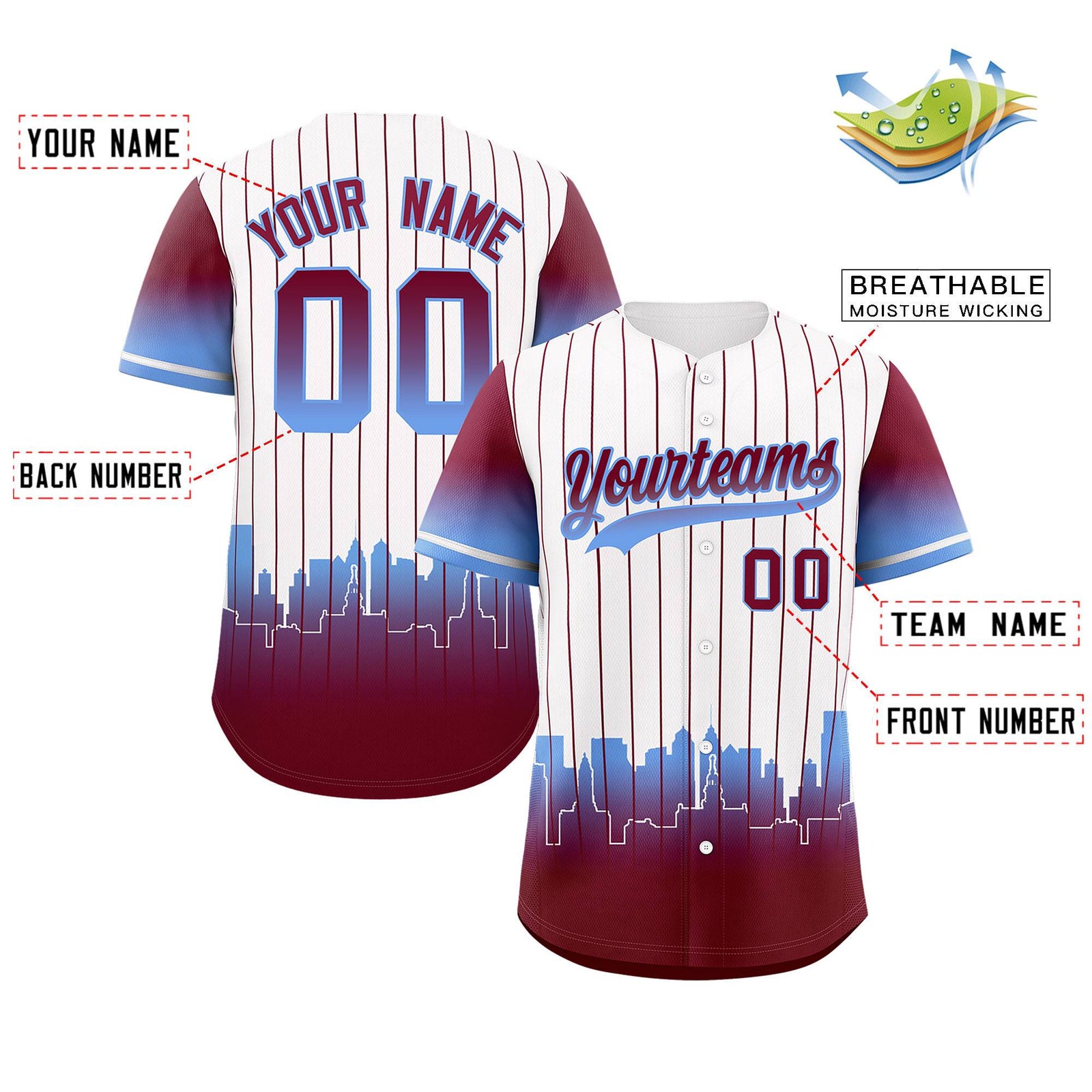 Custom White Philadelphia City Silhouette Authentic Baseball Jersey