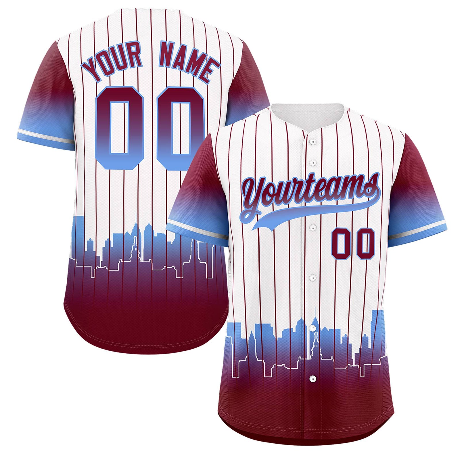 Custom White Philadelphia City Silhouette Authentic Baseball Jersey