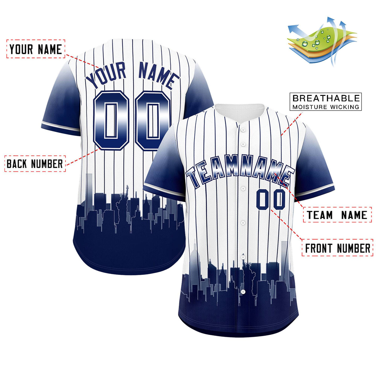 Custom White New York City Silhouette Authentic Baseball Jersey