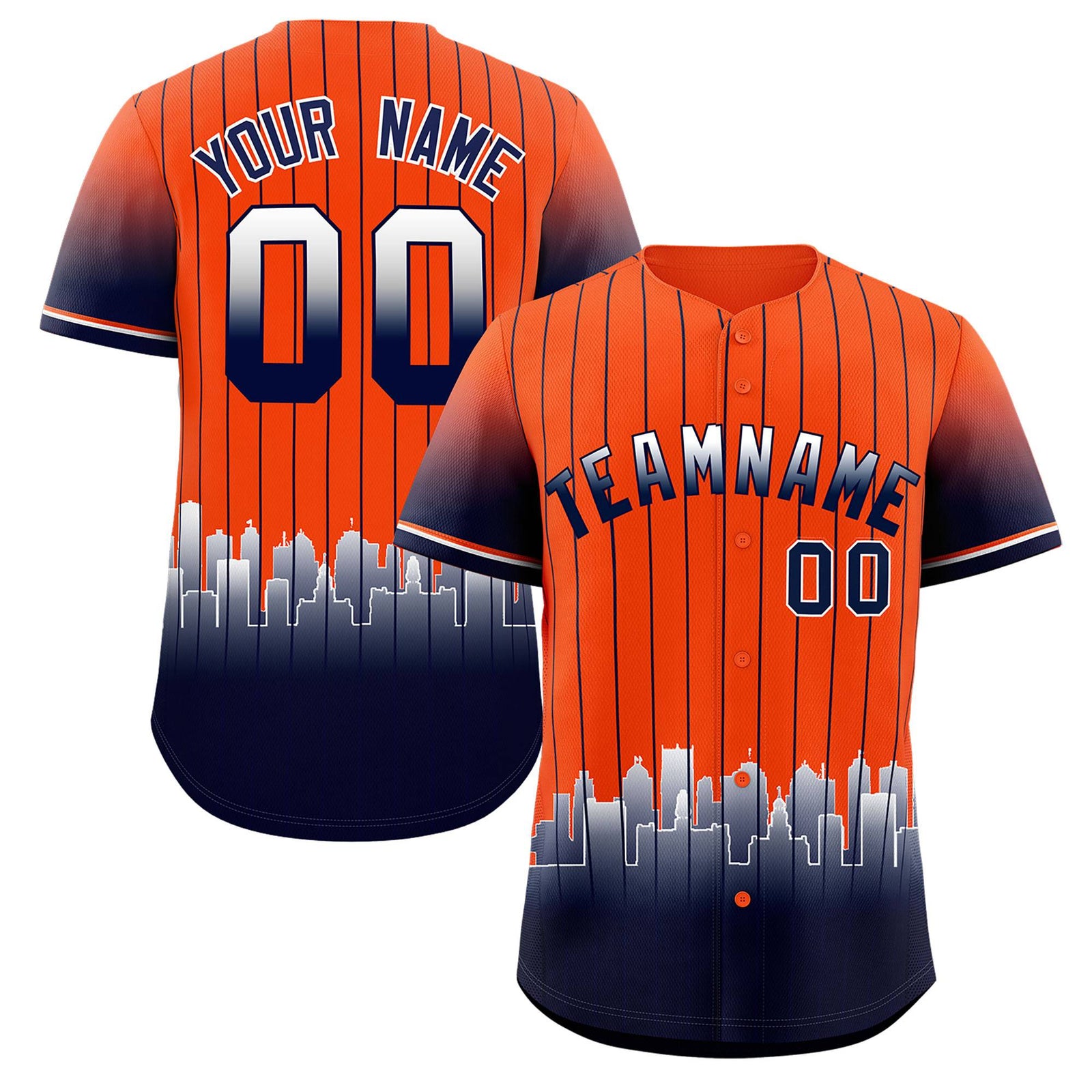 Custom Orange Detroit City Silhouette Authentic Baseball Jersey