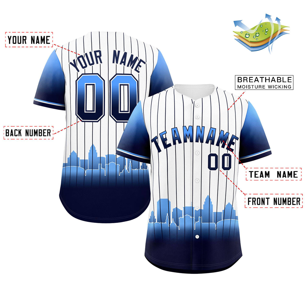 Custom White Tampa City Silhouette Authentic Baseball Jersey