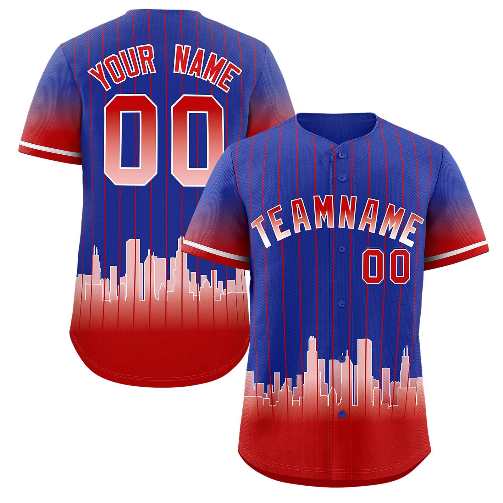 Custom Royal Chicago City Silhouette Authentic Baseball Jersey