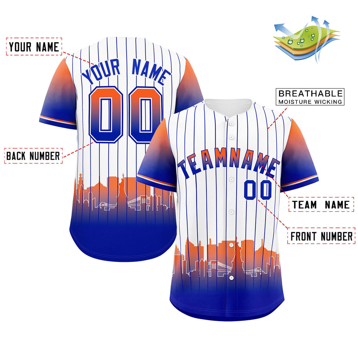 Custom White New York City Silhouette Authentic Baseball Jersey