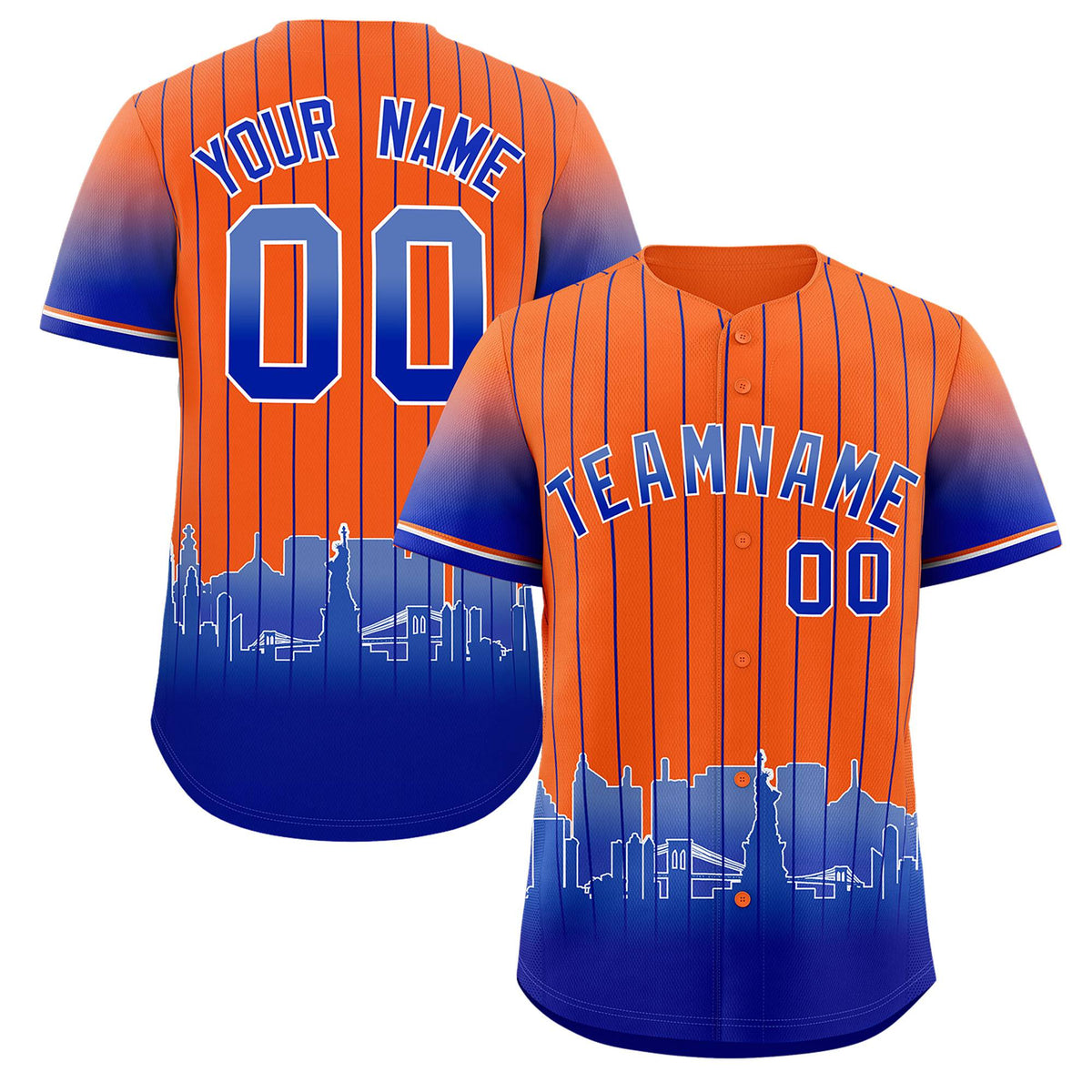 Custom Orange New York City Silhouette Authentic Baseball Jersey