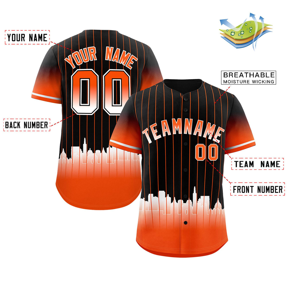 Custom Black San-Francisco City Silhouette Authentic Baseball Jersey