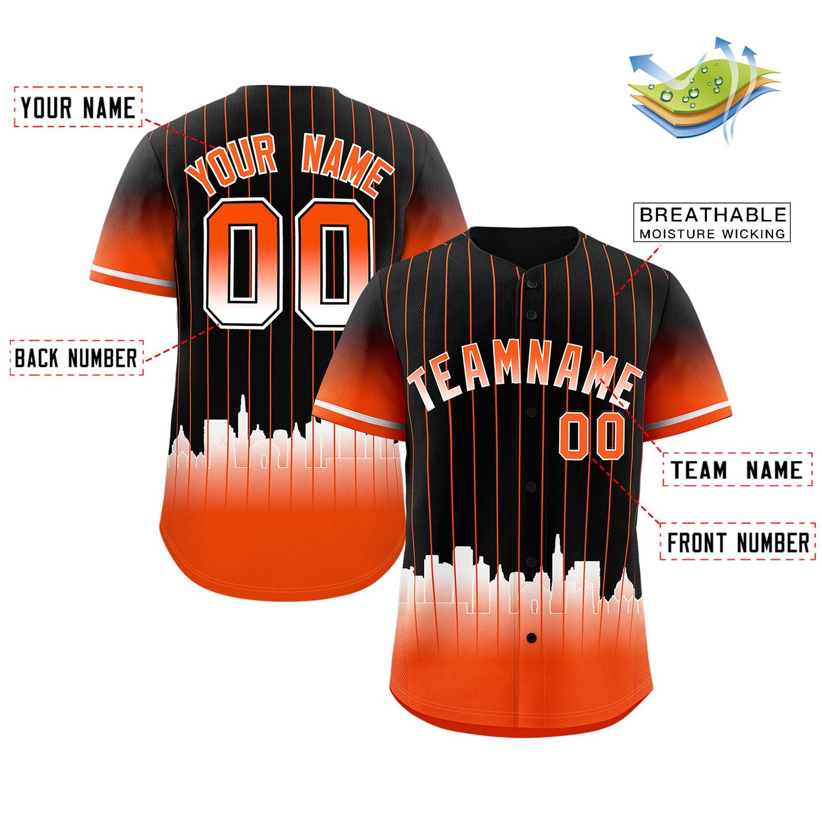 Custom Black San-Francisco City Silhouette Authentic Baseball Jersey
