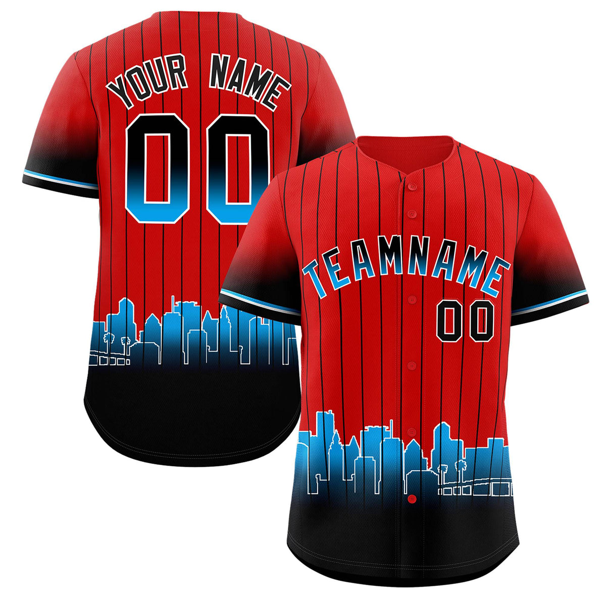 Custom Red Miami City Silhouette Authentic Baseball Jersey