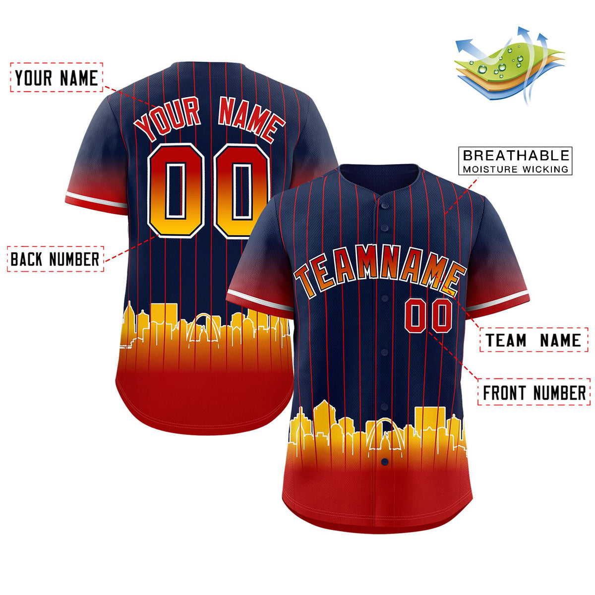 Custom Navy St. Louis City Silhouette Authentic Baseball Jersey