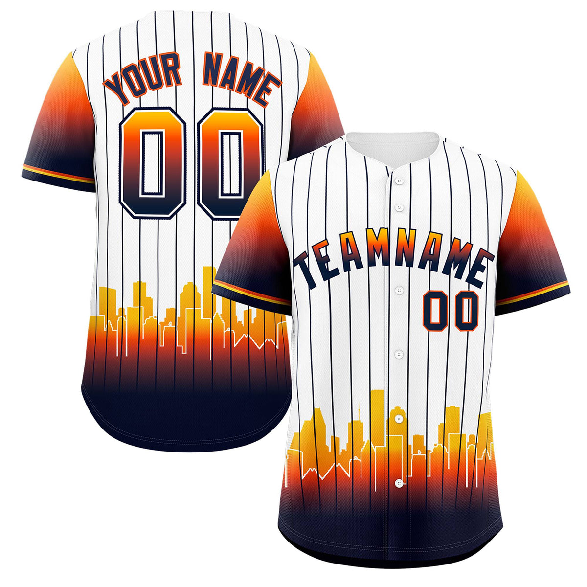 Custom White Houston City Silhouette Authentic Baseball Jersey