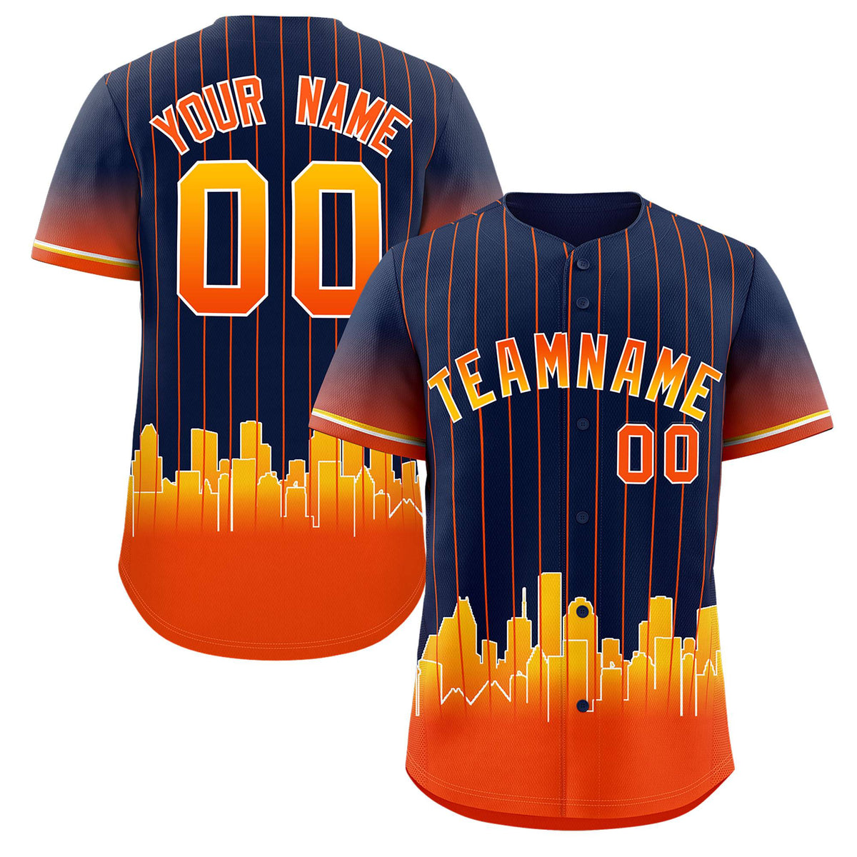Custom Navy Houston City Silhouette Authentic Baseball Jersey