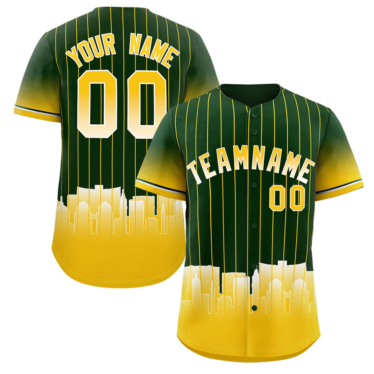 Custom Green Oakland City Silhouette Authentic Baseball Jersey