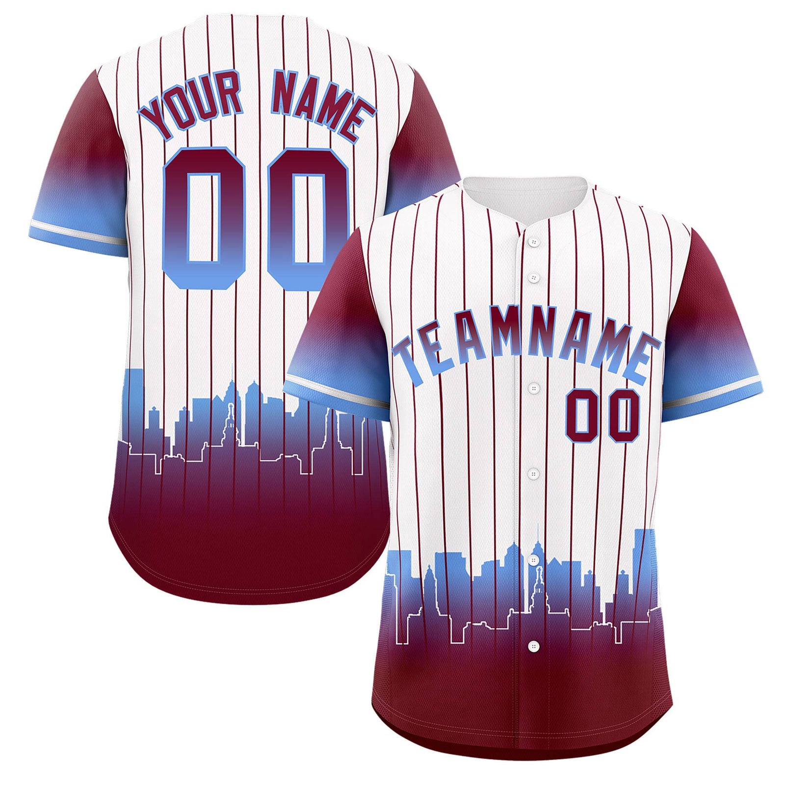 Custom White Philadelphia City Silhouette Authentic Baseball Jersey