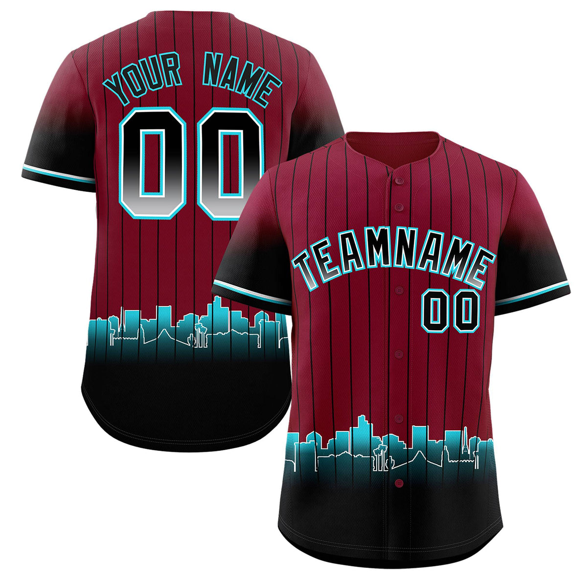 Custom Crimson Phoenix City Silhouette Authentic Baseball Jersey