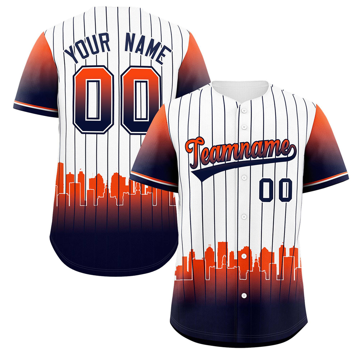 Custom White Detroit City Silhouette Authentic Baseball Jersey