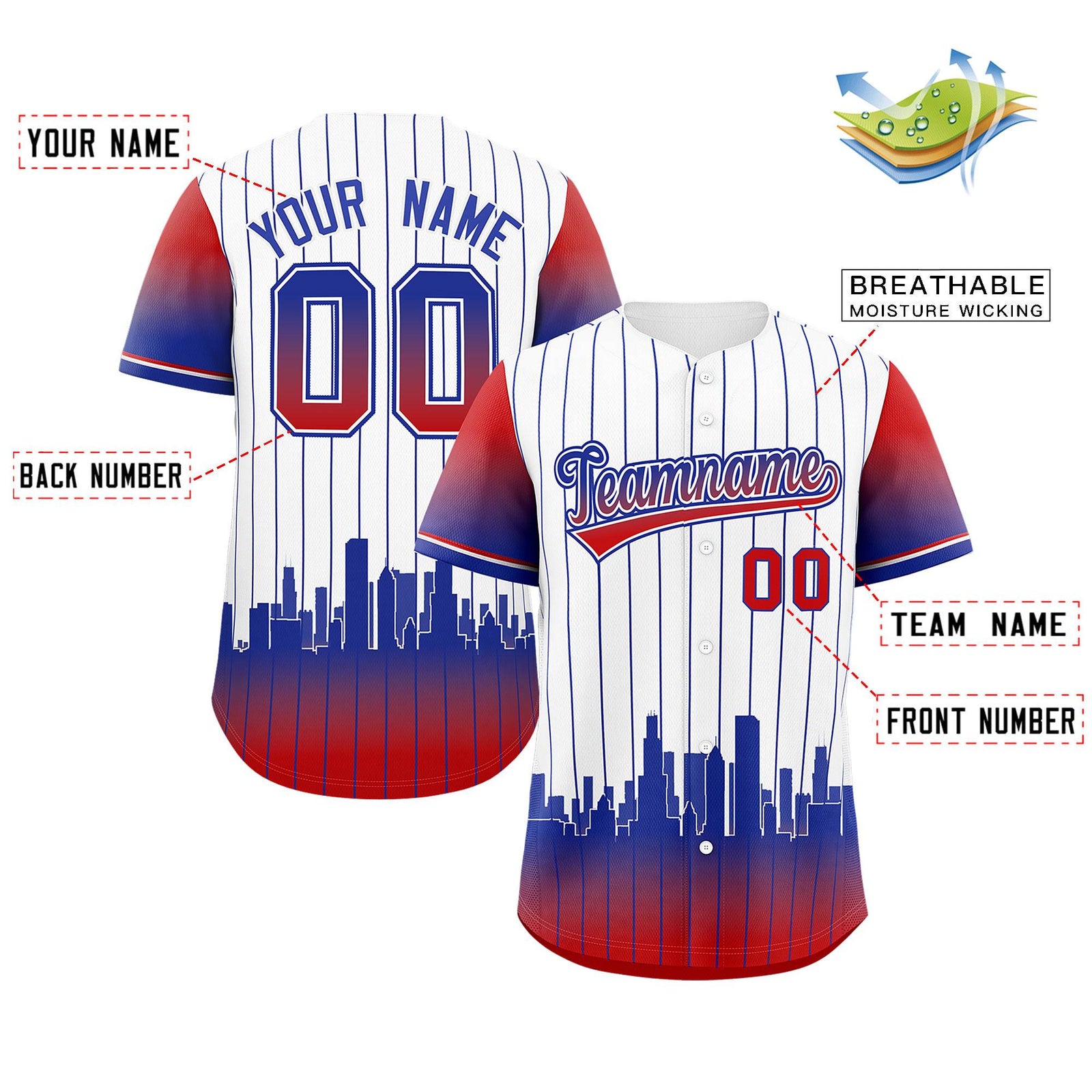 Custom White Chicago City Silhouette Authentic Baseball Jersey