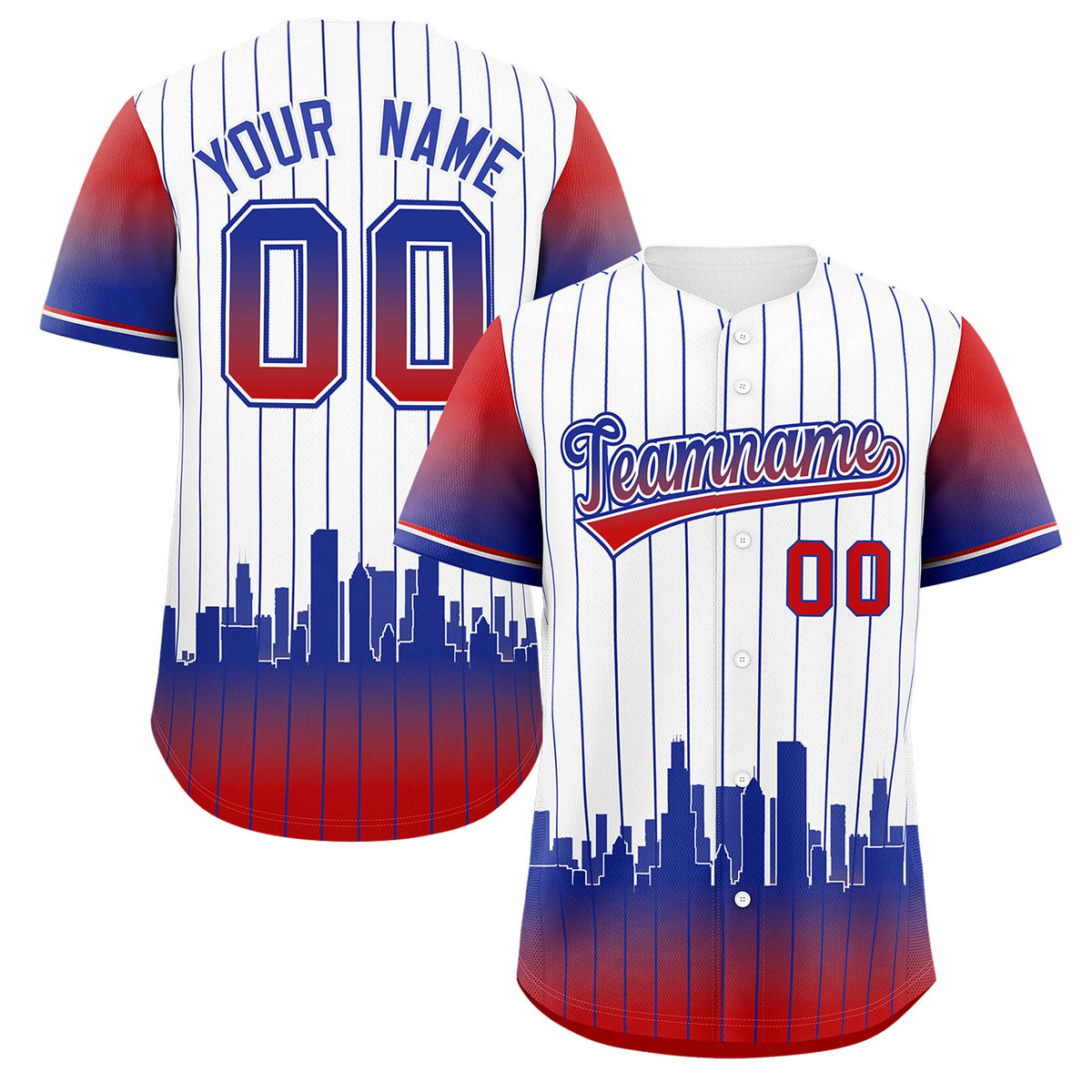 Custom White Chicago City Silhouette Authentic Baseball Jersey