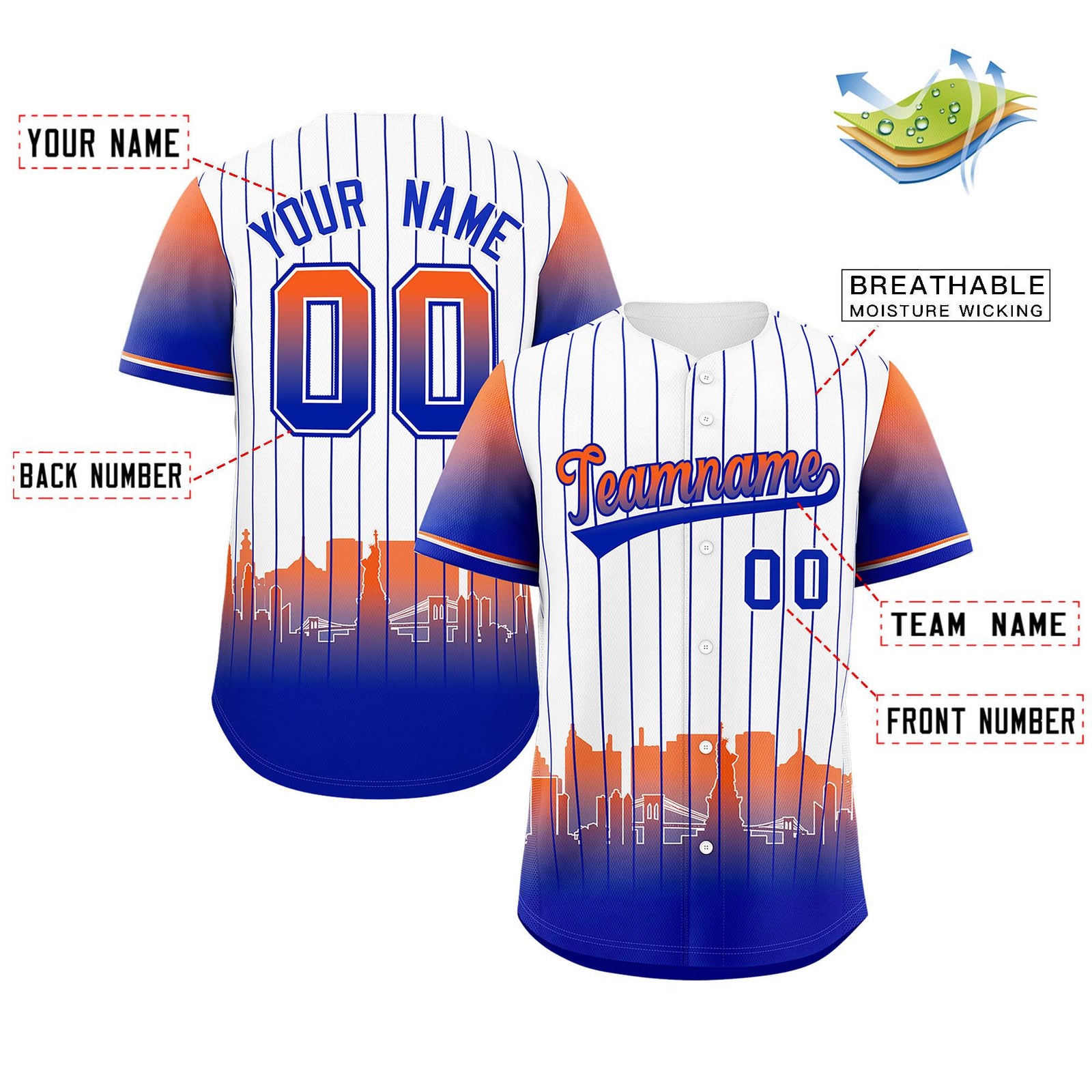 Custom White New York City Silhouette Authentic Baseball Jersey