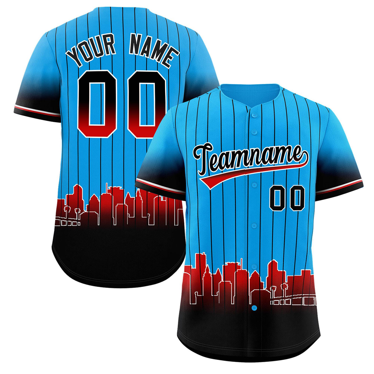 Custom Light Blue Miami City Silhouette Authentic Baseball Jersey