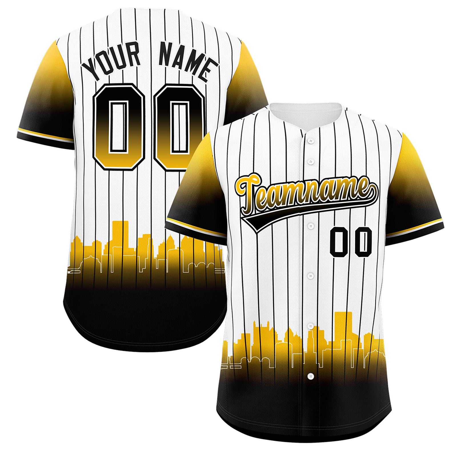 Custom White Pittsburgh City Silhouette Authentic Baseball Jersey