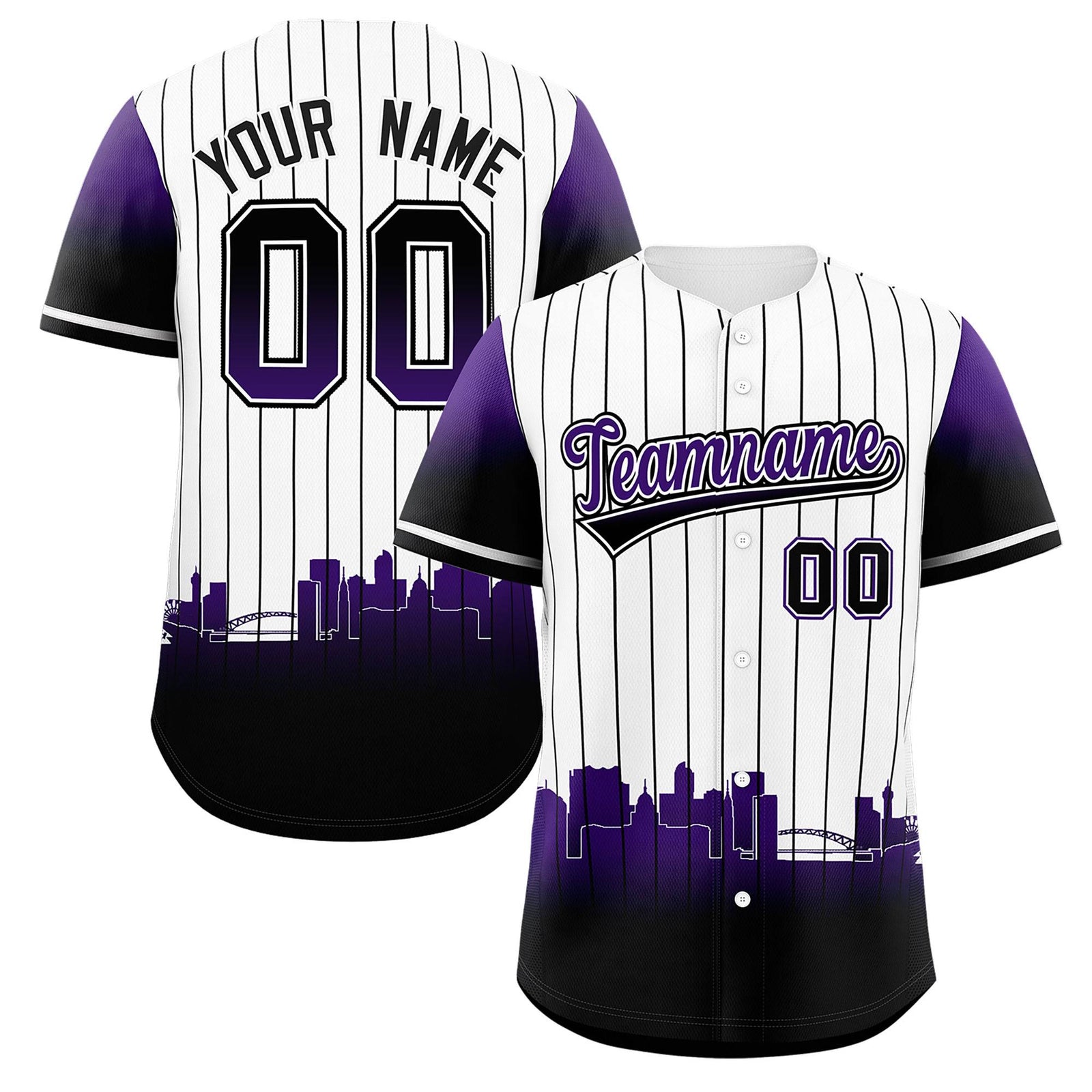 Custom White Denver City Silhouette Authentic Baseball Jersey