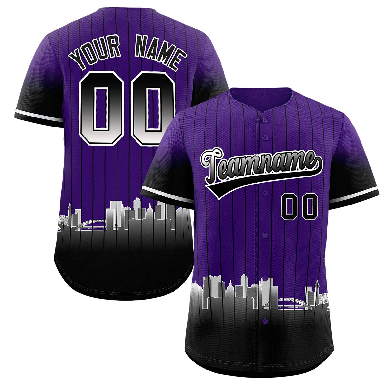 Custom Purple Denver City Silhouette Authentic Baseball Jersey