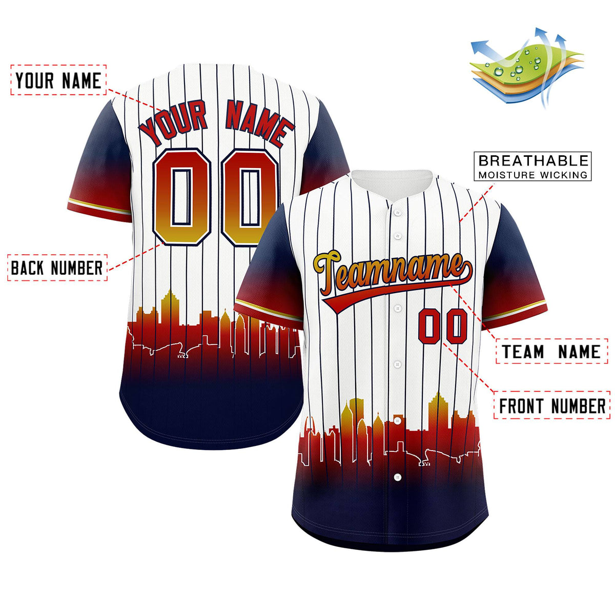 Custom White Atlanta City Silhouette Authentic Baseball Jersey