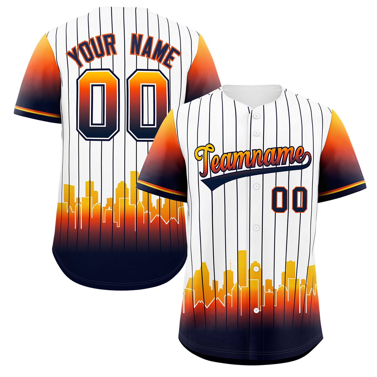 Custom White Houston City Silhouette Authentic Baseball Jersey