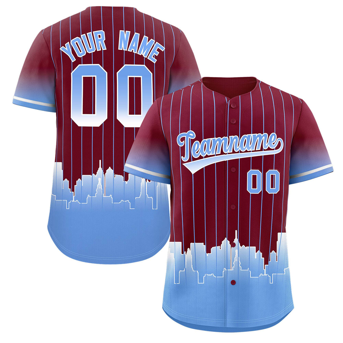 Custom Crimson Philadelphia City Silhouette Authentic Baseball Jersey
