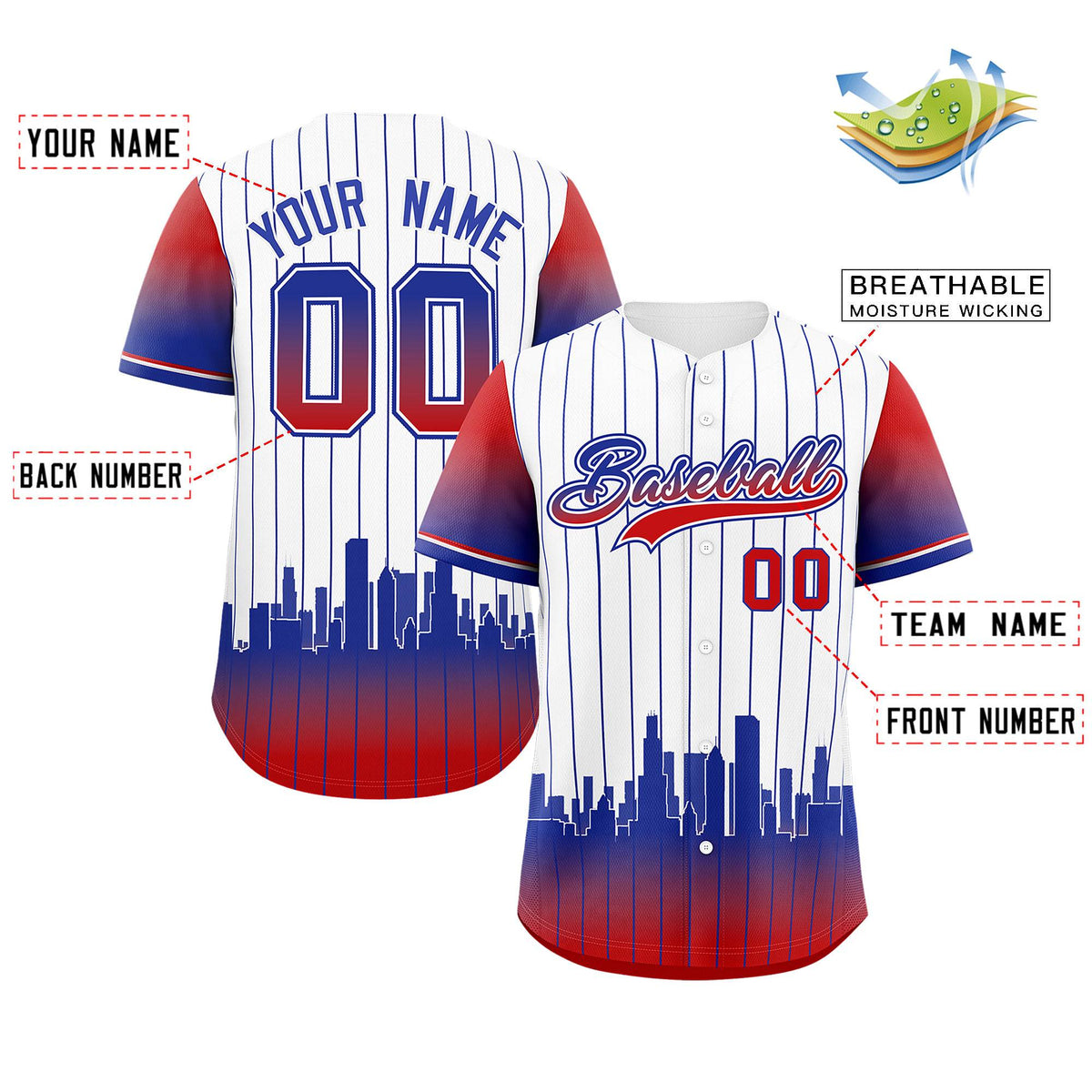 Custom White Chicago City Silhouette Authentic Baseball Jersey