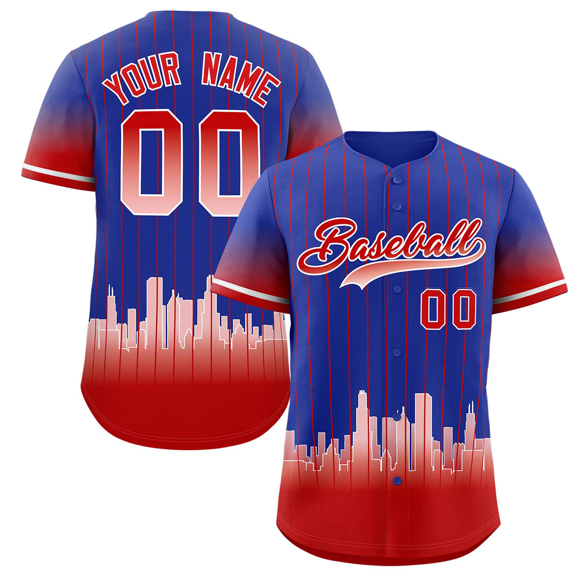 Custom Royal Chicago City Silhouette Authentic Baseball Jersey