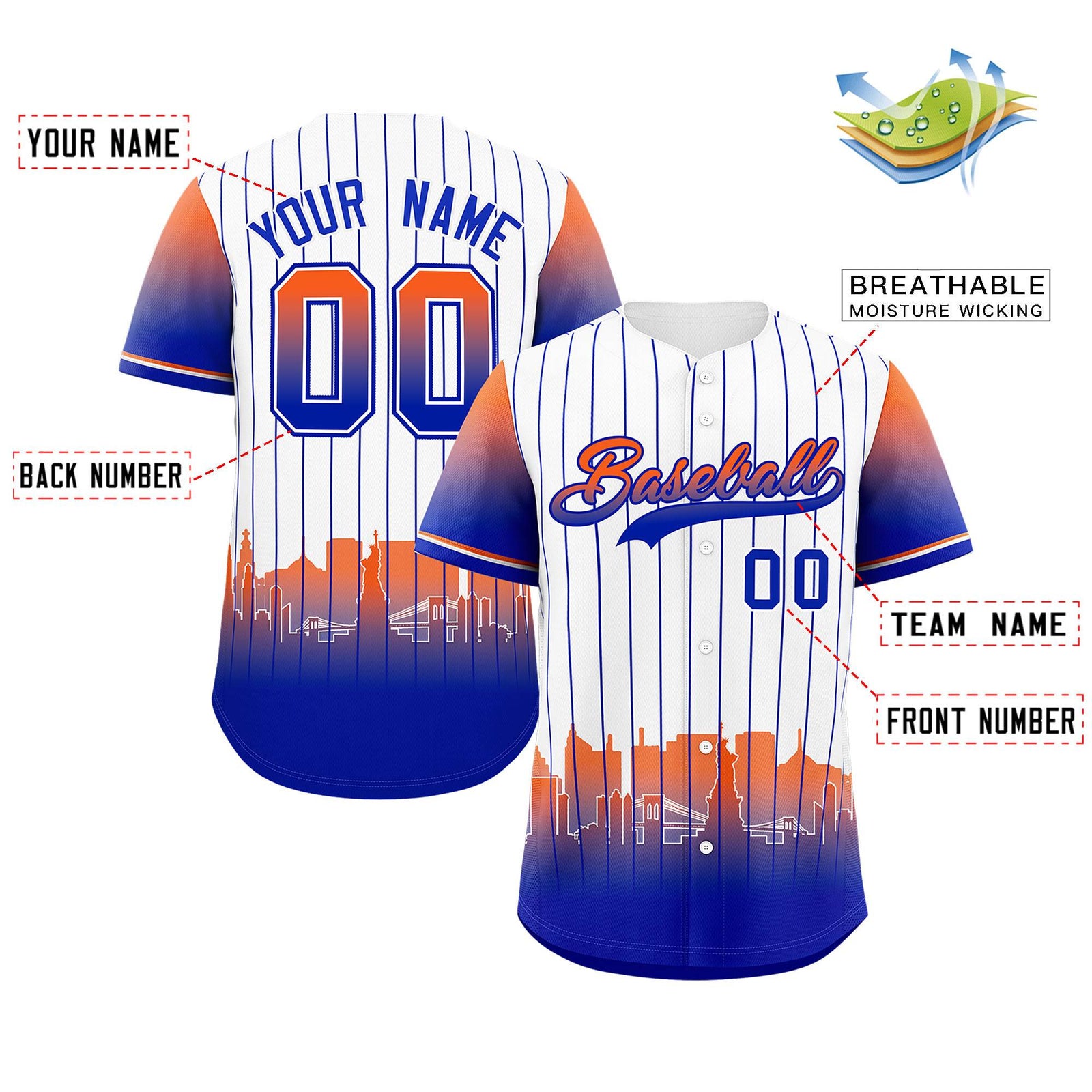 Custom White New York City Silhouette Authentic Baseball Jersey