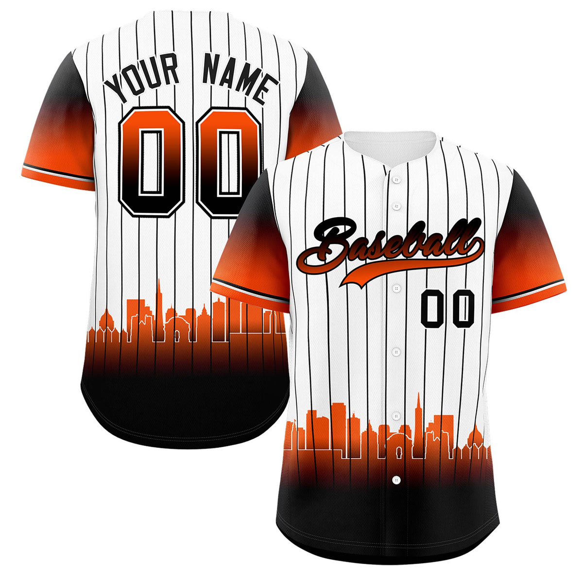 Custom White San-Francisco City Silhouette Authentic Baseball Jersey