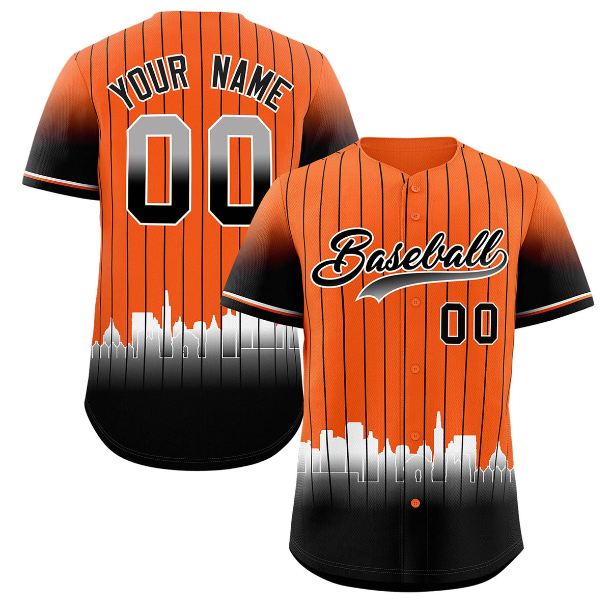 Custom Orange San-Francisco City Silhouette Authentic Baseball Jersey