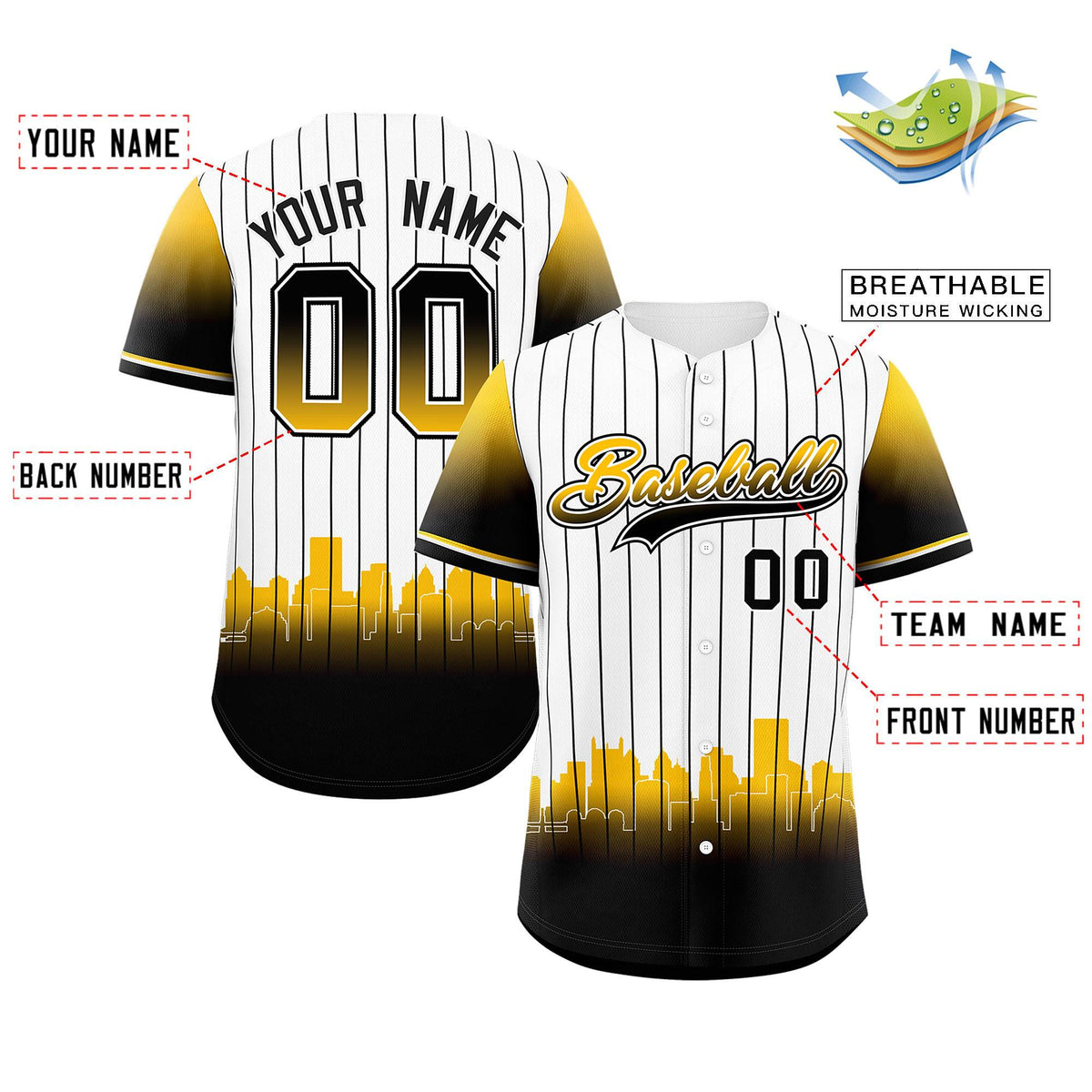 Custom White Pittsburgh City Silhouette Authentic Baseball Jersey