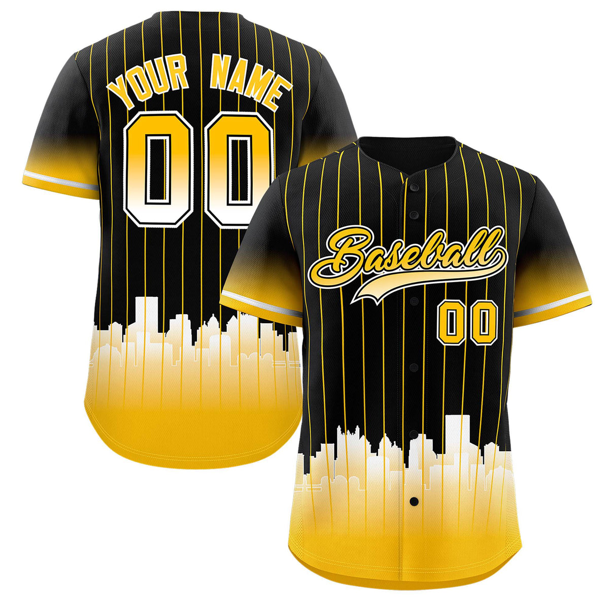 Custom Black Pittsburgh City Silhouette Authentic Baseball Jersey