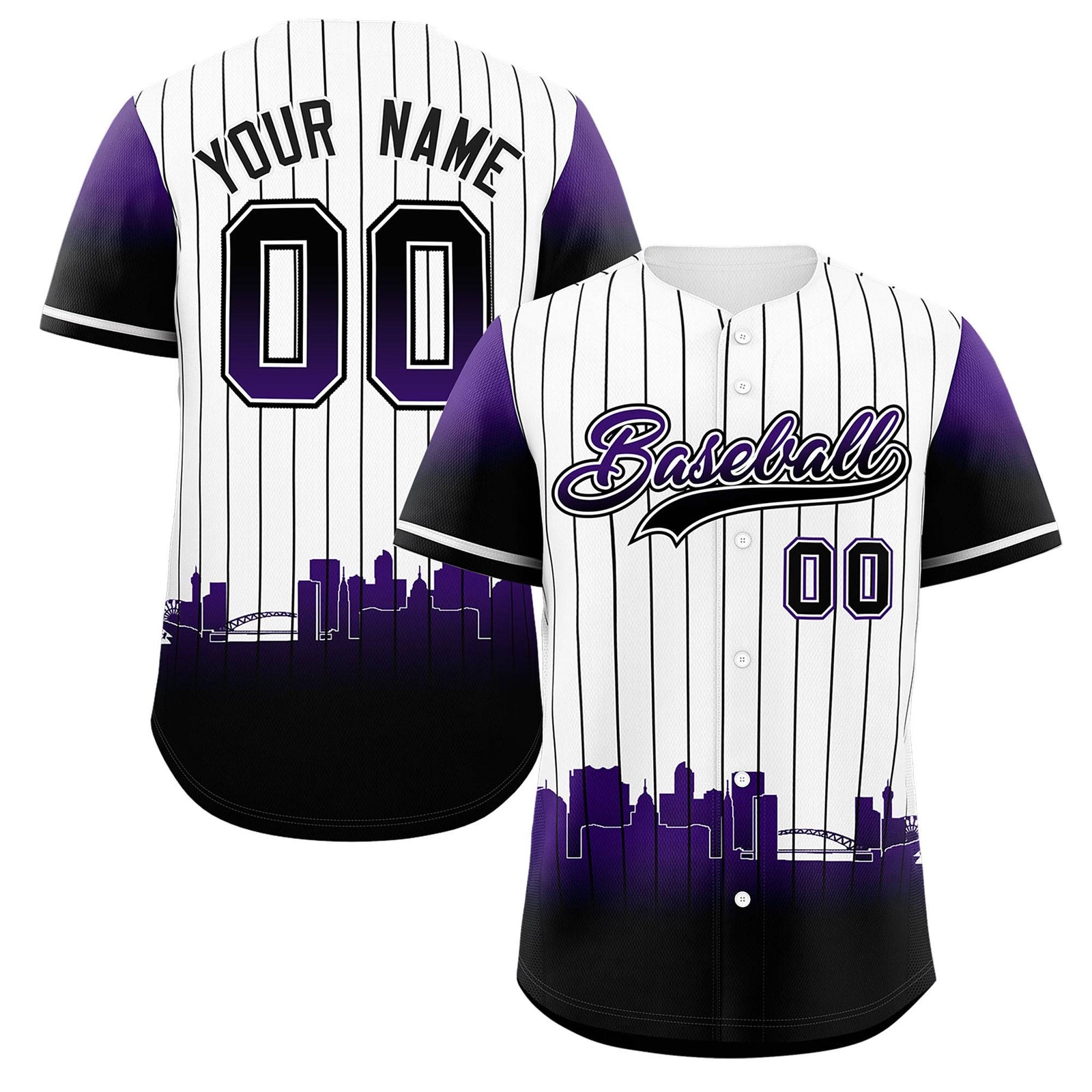 Custom White Denver City Silhouette Authentic Baseball Jersey