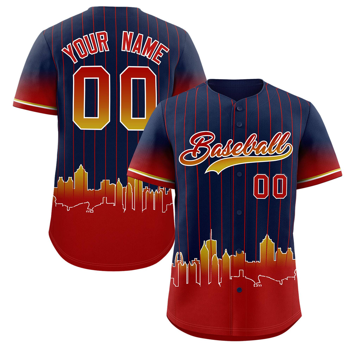 Custom Navy Atlanta City Silhouette Authentic Baseball Jersey