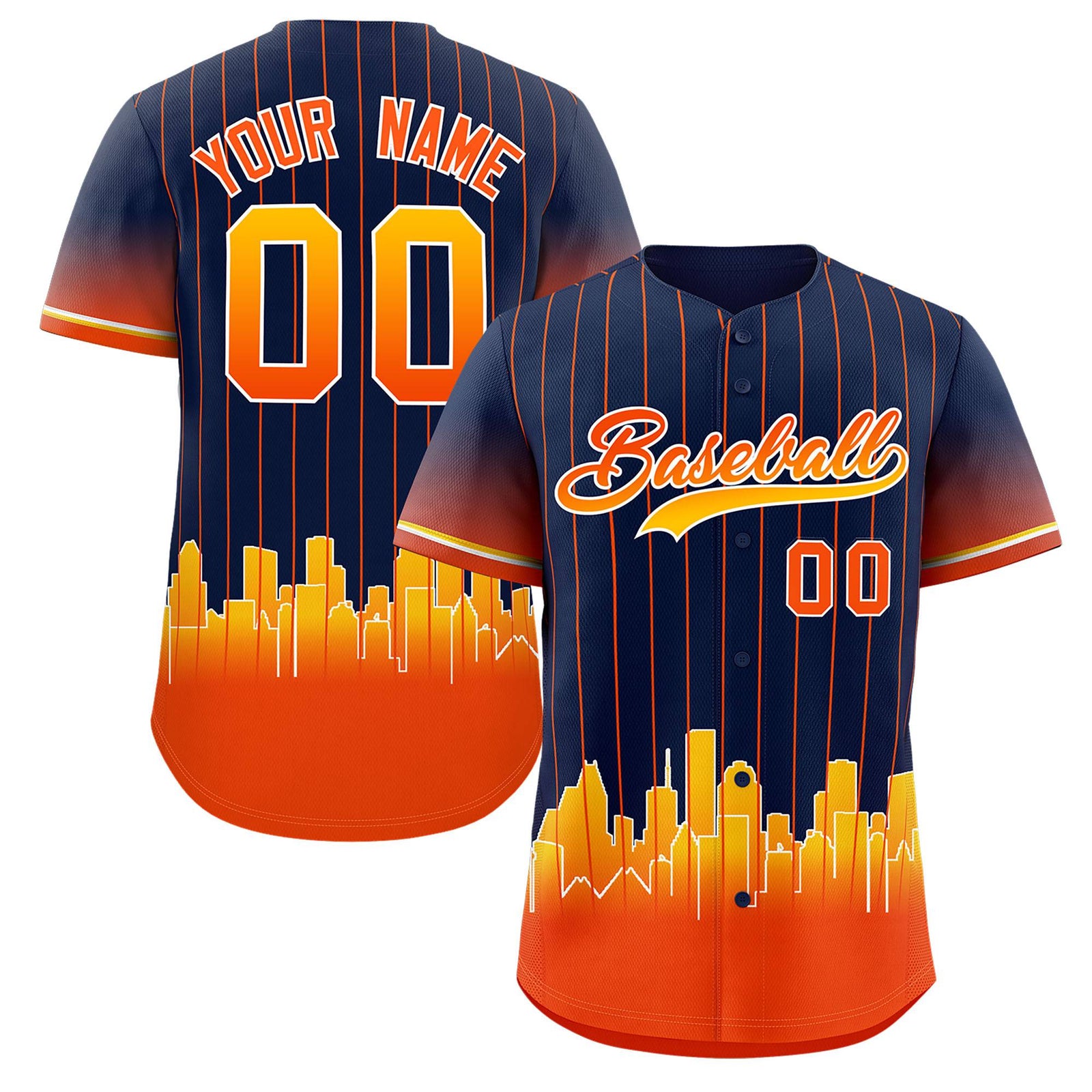 Custom Navy Houston City Silhouette Authentic Baseball Jersey