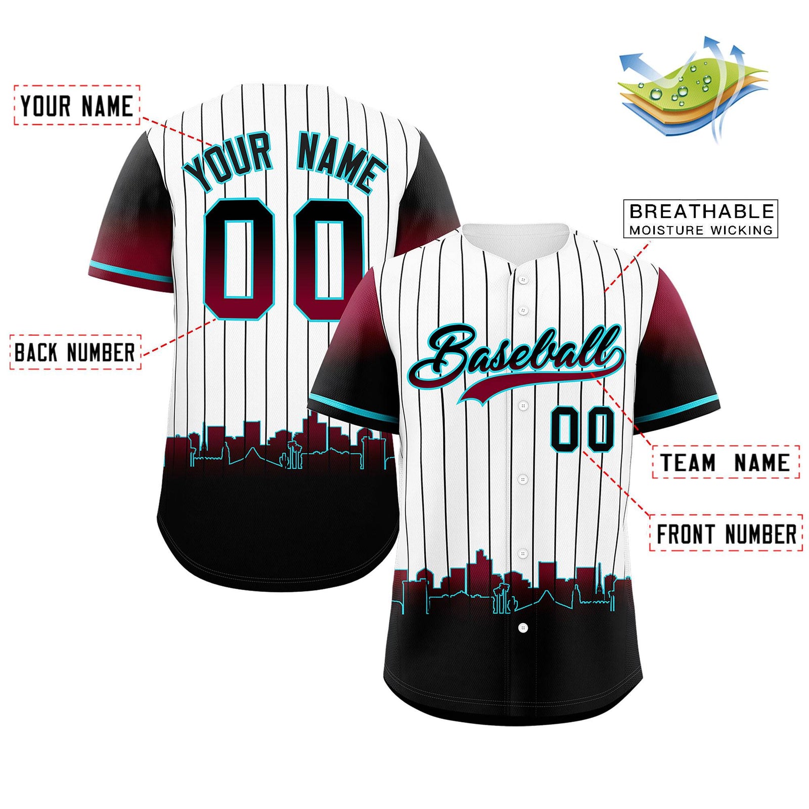 Custom White Phoenix City Silhouette Authentic Baseball Jersey