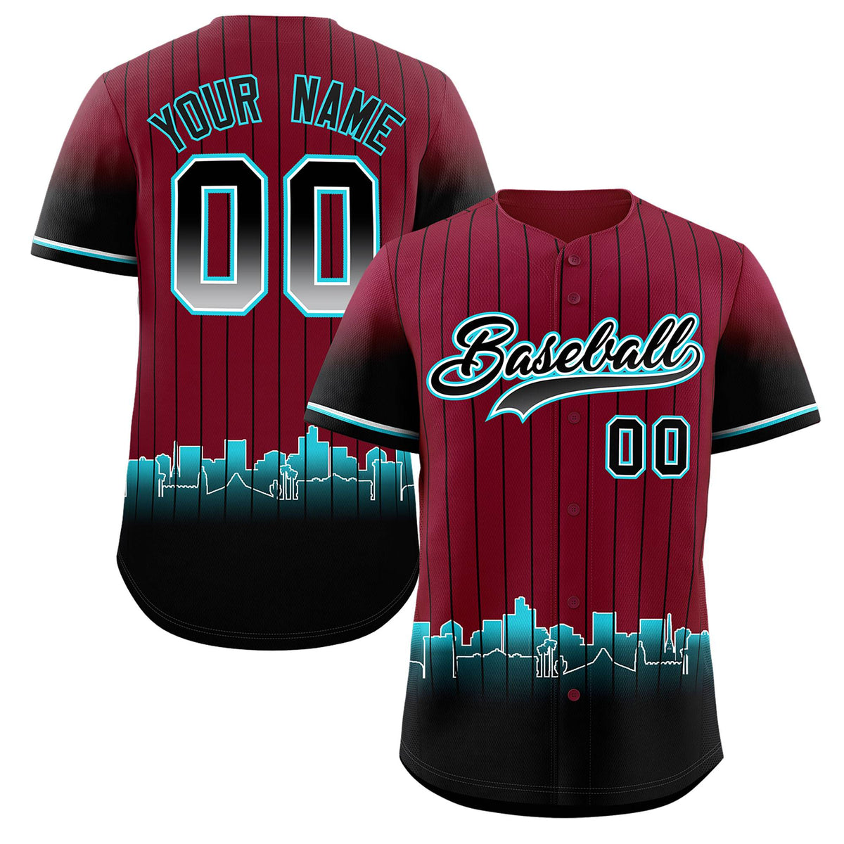 Custom Crimson Phoenix City Silhouette Authentic Baseball Jersey