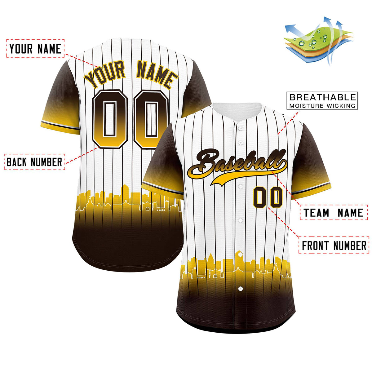 Custom White San Diego City Silhouette Authentic Baseball Jersey