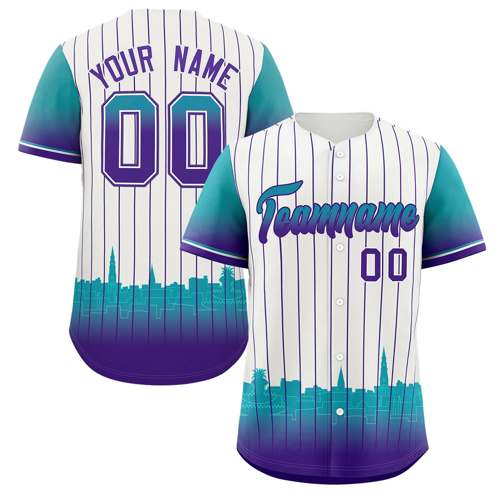 Custom White Charleston.SC City Silhouette Authentic Baseball Jersey