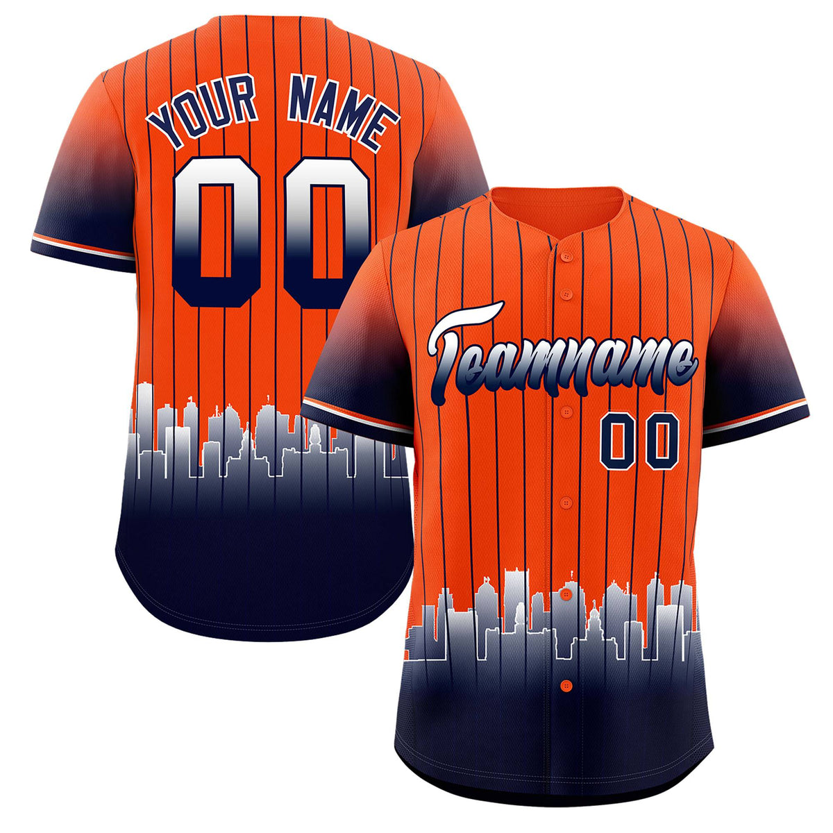 Custom Orange Detroit City Silhouette Authentic Baseball Jersey