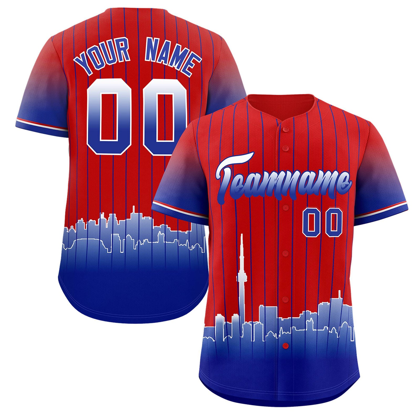 Custom Red Toronto City Silhouette Authentic Baseball Jersey