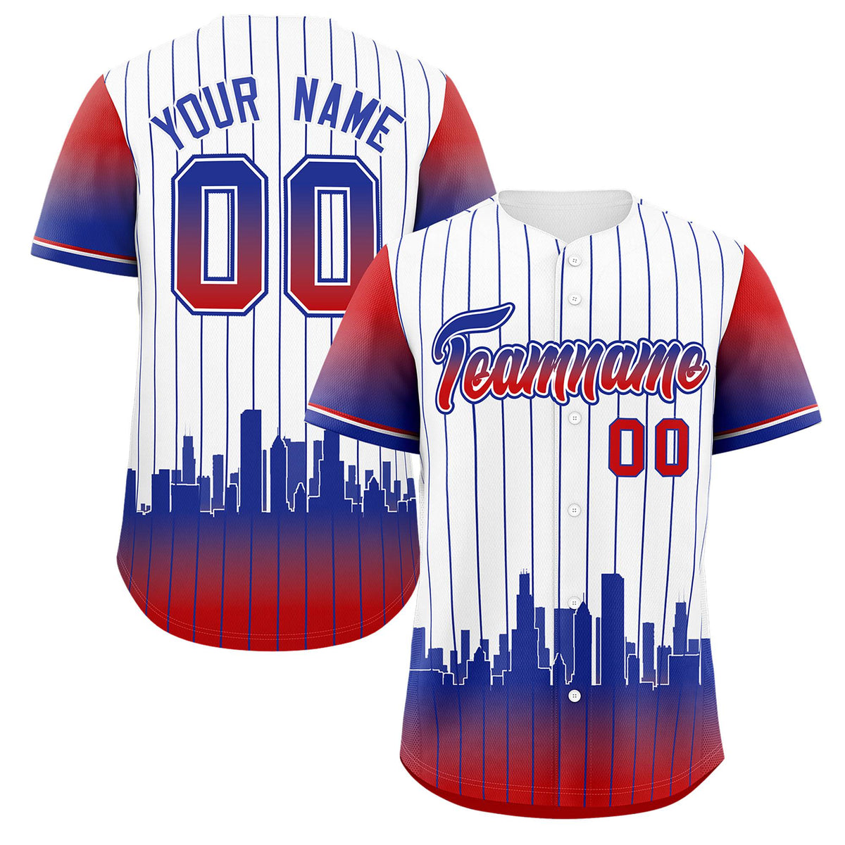 Custom White Chicago City Silhouette Authentic Baseball Jersey